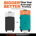 Medium polypropylene 4-wheel suitcase, teal and black hardshell, telescopic handle