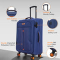 Blue soft-body spinner trolley with smooth sturdy handle and safety lock