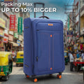 HRX soft-body spinner trolley in blue with telescopic handle and four wheels