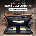 Trolley suitcase front compartment open with padded laptop-sized section