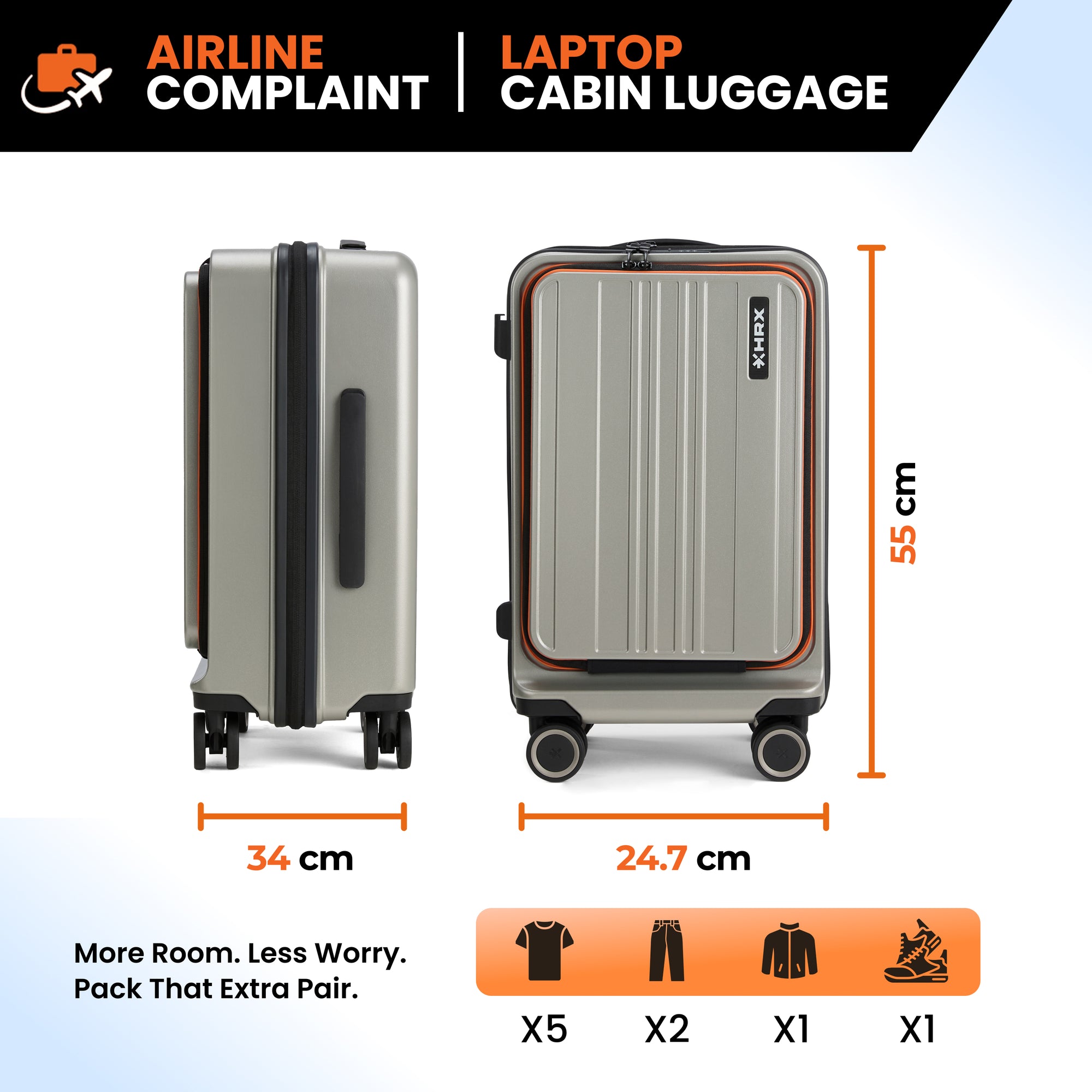 HRX Force Urban 2.0 Trolley with Laptop Compartment