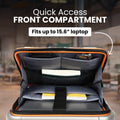 Black trolley bag with open front compartment sized for a 15.6-inch laptop