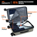 Gray trolley bag interior with mesh pocket and padded laptop compartment