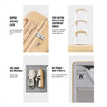 Beige check-in trolley detail: push-button handle and secure locking