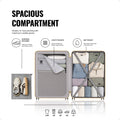 Open beige check-in trolley with mesh pocket, utility pockets, and wet compartment