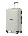 Large light-gray hard-shell 4-wheel check-in trolley suitcase with telescopic handle