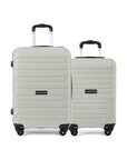 Pair of light mint polypropylene trolley cases with 4 spinner wheels and top handle.