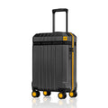 Front view polycarbonate cabin trolley with 8 wheels and carry handle