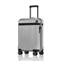Grey polycarbonate cabin trolley with telescopic handle and 8 spinner wheels
