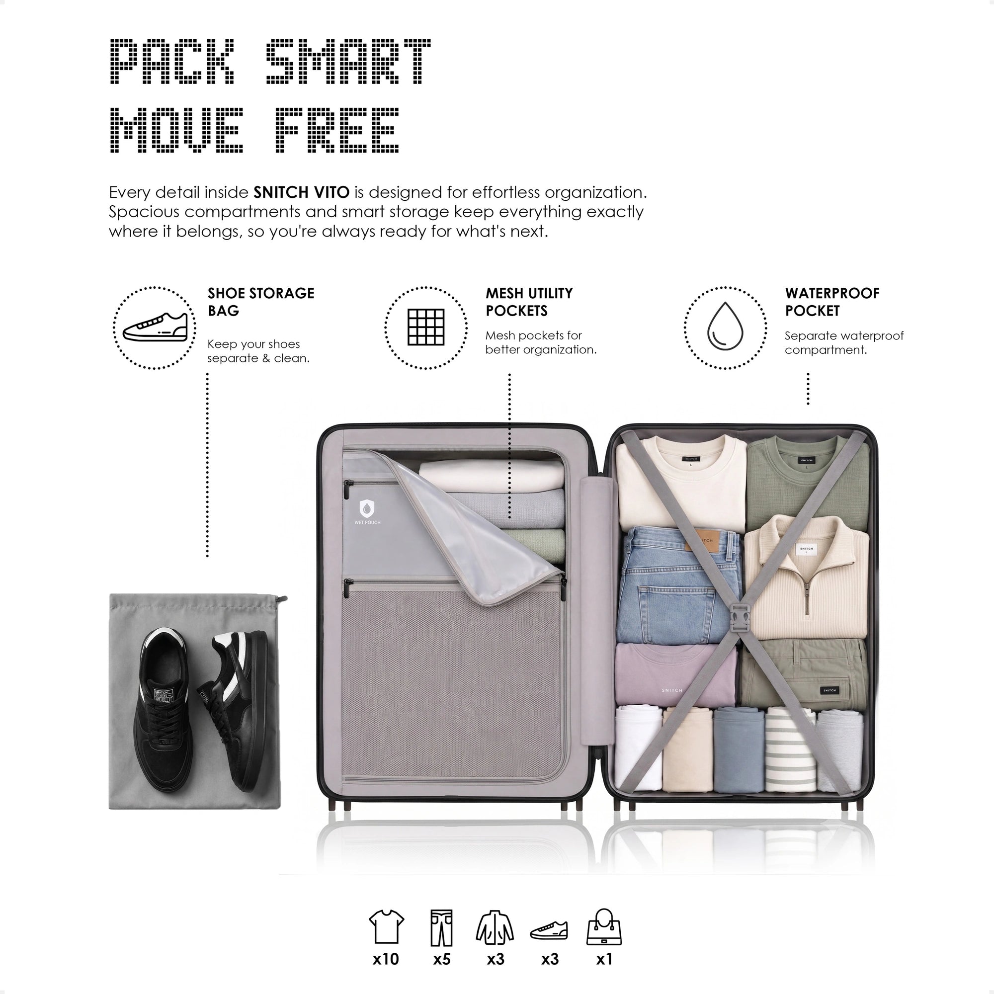 Snitch Vito Polycarbonate Large Check-in Trolley (77.5 cm | 8 Wheels)