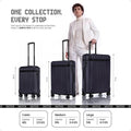 Large polycarbonate check-in trolley, dark navy shell, 8 spinner wheels, extended handle