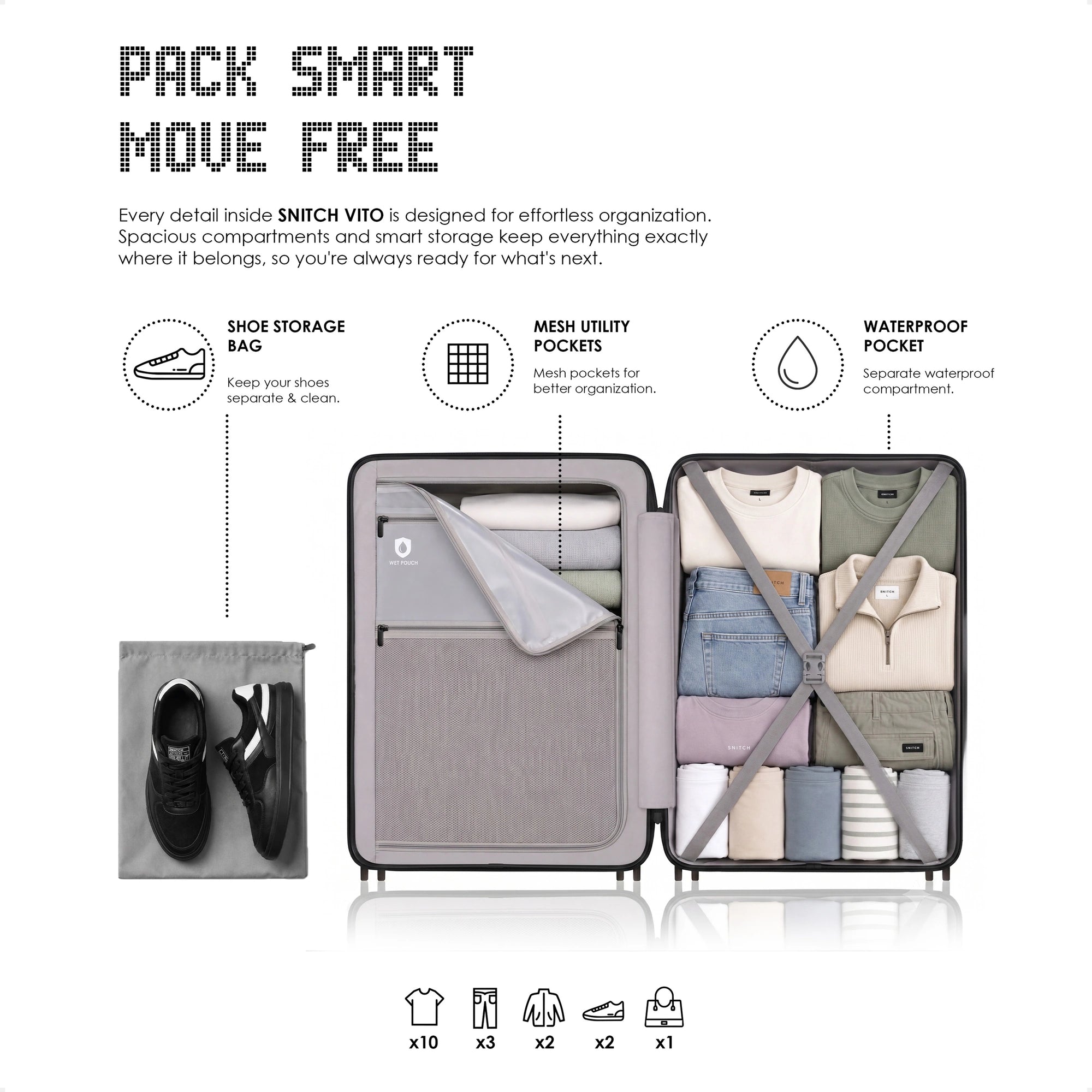 Snitch Vito Polycarbonate Medium Check-in Trolley (67.5 cm | 8 Wheels)