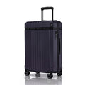 Blue polycarbonate check-in trolley suitcase with telescopic handle and 8 wheels