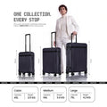 Medium polycarbonate check-in trolley suitcase, navy/black, 8 wheels and extendable handle