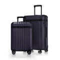 Navy polycarbonate trolley suitcase set of 2 with telescopic handles and spinner wheels