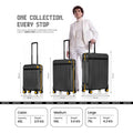 Three-piece polycarbonate trolley set, dark grey, 8 wheels, cabin/medium/large sizes