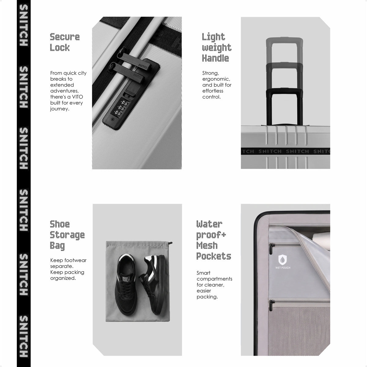 Snitch Vito 3-Piece Polycarbonate Trolley Set Pack of 3 - Image 4
