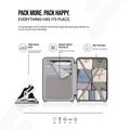 Open cabin suitcase interior with mesh wet pocket and organized packing compartments