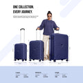 8-wheel polypropylene hard-shell suitcase set: cabin, medium, large, navy blue