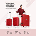 8-wheel polypropylene hard-shell suitcase set: cabin, medium, large, red