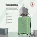Green large hard-shell spinner suitcase with reinforced build and 8 wheels