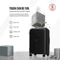 Medium polypropylene spinner suitcase, black, with reinforced shell and side panel