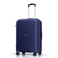 Medium polypropylene spinner suitcase in blue, front view with 8 wheels