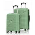 Pair of green spinner suitcases with telescopic handles and 8 smooth-rolling wheels