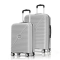 Set of 2 light gray polypro spinner suitcases with telescopic handles and 8 wheels