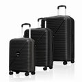 Black hard-shell luggage set of 3 suitcases with telescopic handles and spinner wheels