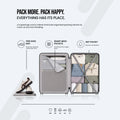 Open suitcase interior with organizer pockets and compartments inside