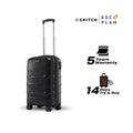 Black cabin trolley suitcase with telescopic handle and eight spinner wheels
