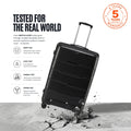Polypropylene trolley with telescopic handle, black shell, multi-direction wheels