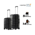 Polypropylene trolley set of 2 with telescopic handles, black shells, roller wheels