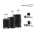 Polypropylene trolley luggage set of 3 in black with telescopic handles and spinner wheels