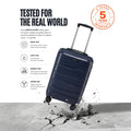 Cabin trolley with navy blue polypropylene shell and telescopic handle, 8-wheel design