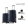Navy polypropylene trolley set of two with telescopic handles and 8 wheels each