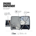 Polypropylene trolley set open, showing spacious compartments, utility pockets, and elastic strap system