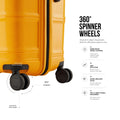 Orange cabin trolley with 360 spinner wheels and smooth silent wheel movement