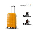 Yellow cabin trolley suitcase with telescopic handle and 8 wheels, front display