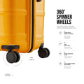 Yellow polypropylene spinner wheel base with reinforced housing and 360-degree rotation