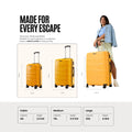 Polypropylene trolley set of 2 in yellow with wheels, shown with carry person