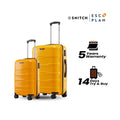 Polypropylene trolley set of 2 in yellow with telescopic handles and multi wheels