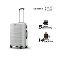 Polypropylene check-in trolley, light grey shell with upright handle and wheels
