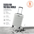 Cabin trolley with light grey polypropylene shell and telescopic handle, 8-wheel design