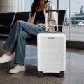 Light gray polypropylene cabin trolley with telescopic handle and smooth spinner wheels
