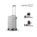 Light gray cabin trolley with telescopic handle and 4-wheel spinner base