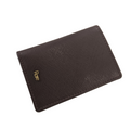 Brown leather slim card holder with Rare logo on front and stitched border