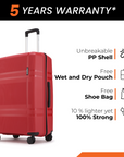 HRX by Hrithik Roshan Hard Body Set of 3 Luggage 8 Wheels - Helium
