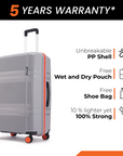 HRX by Hrithik Roshan Hard Body Set of 3 Luggage 8 Wheels - Helium